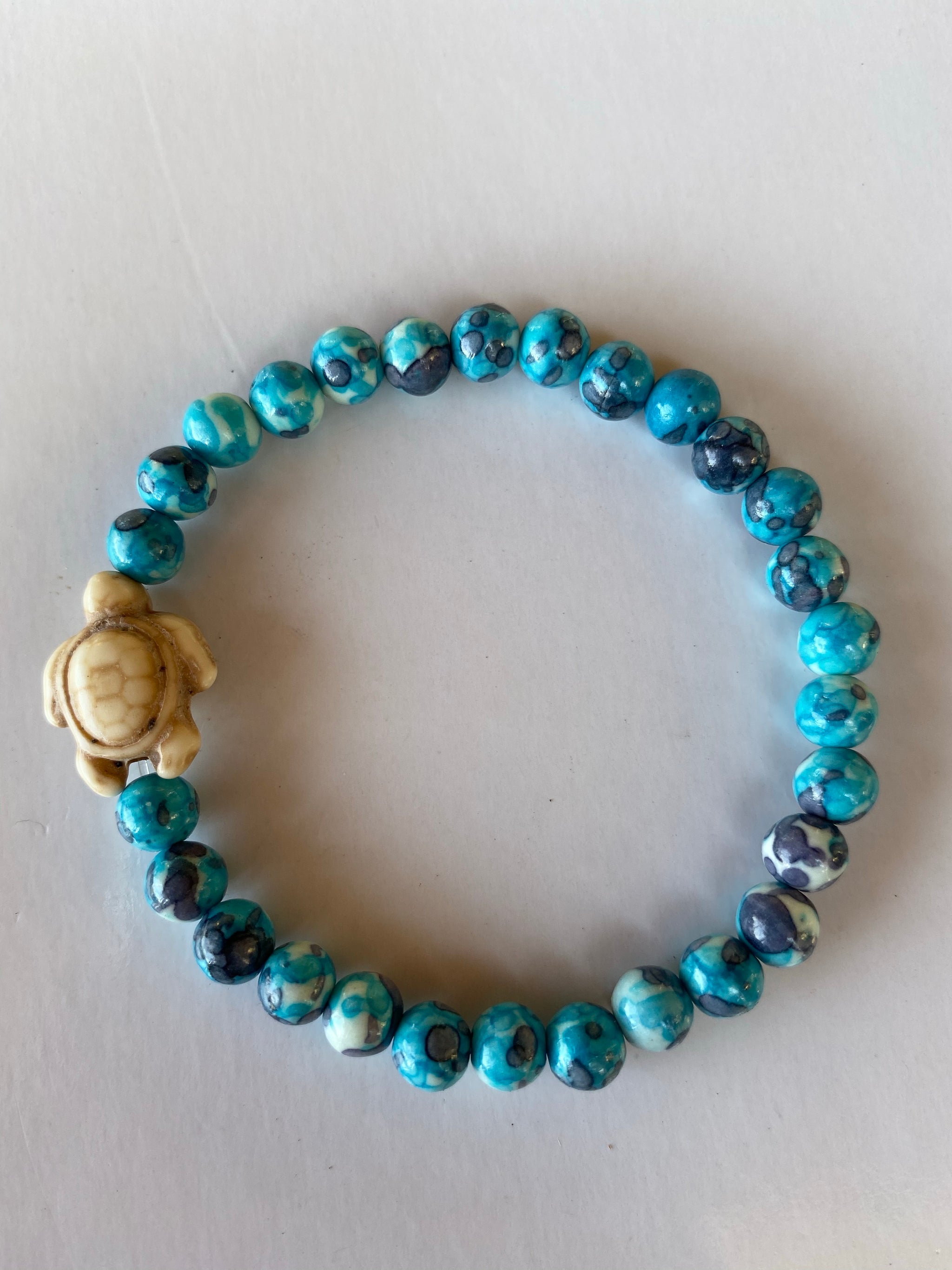 Matte Ocean Blue Turquoise, Gemstone Bead Bracelets