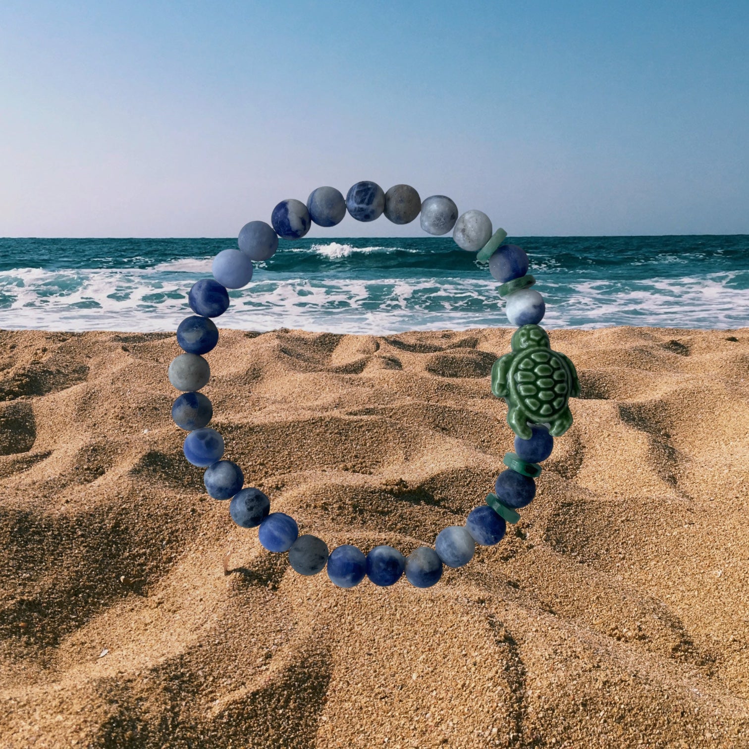 Sea Turtle Iridescent Bracelet Moonstone Beads Pink Ceramic -  in 2023